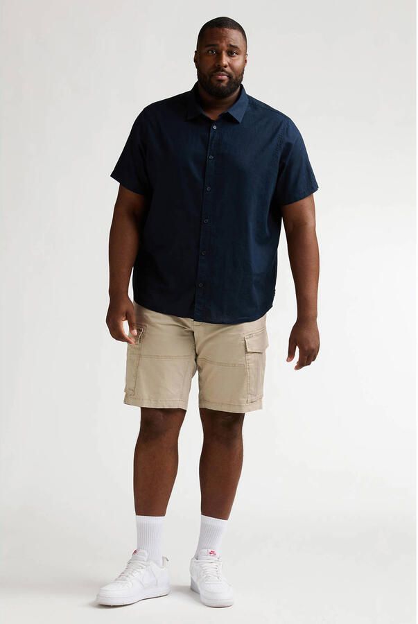 Petrol industries Plus Size regular casual overhemd met linnen donkerblauw - Foto 2
