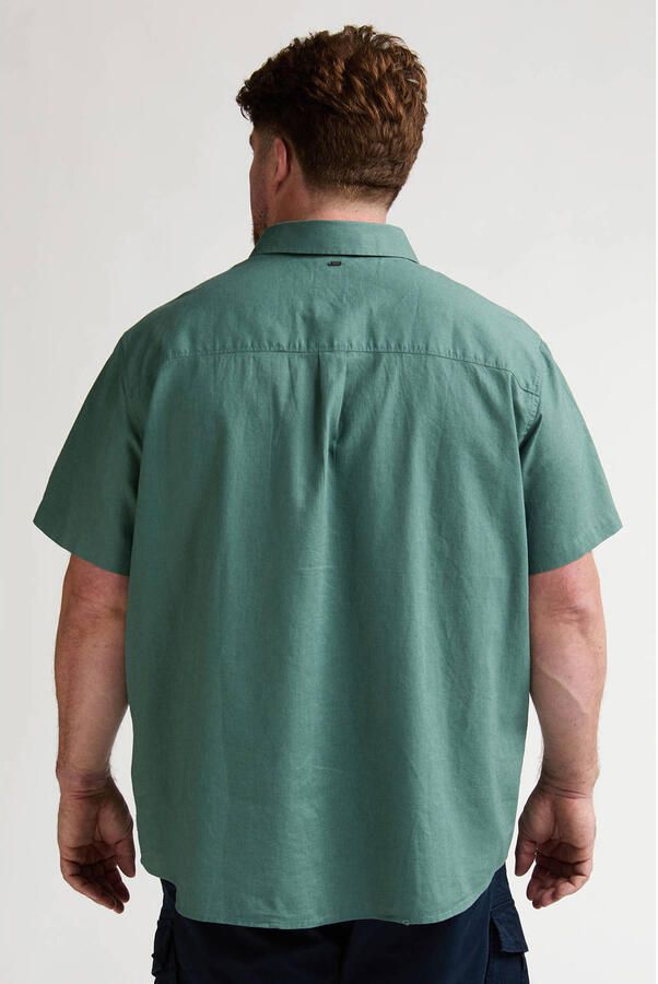 Petrol industries Plus Size regular casual overhemd met linnen groen - Foto 3