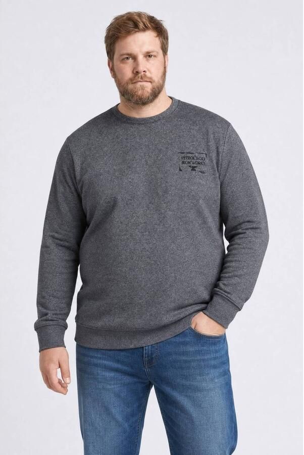Petrol industries Plus Size regular fit gemêleerde sweater grijs