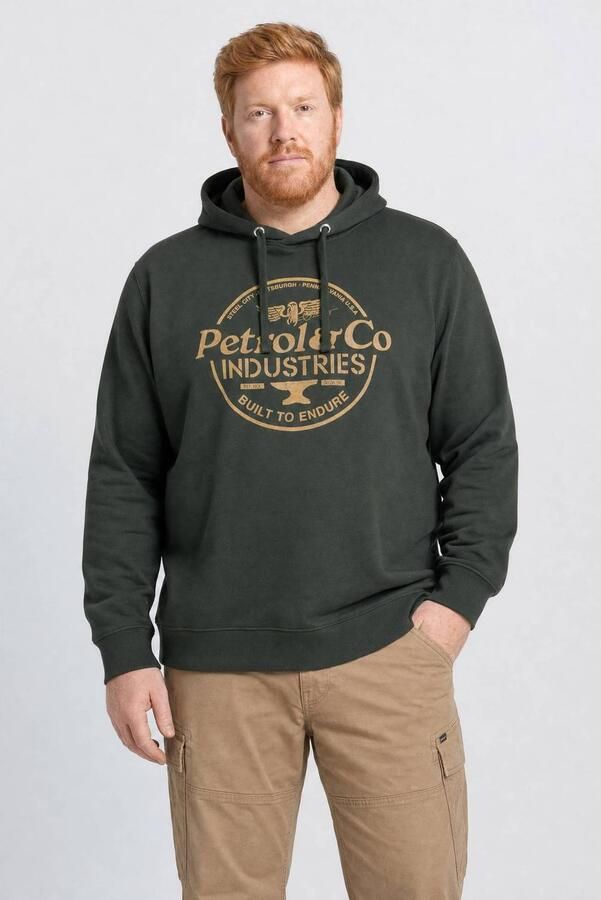 Petrol industries Plus Size regular fit hoodie met print donkergroen