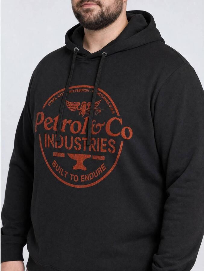 Petrol industries Plus Size regular fit hoodie met print iron steel