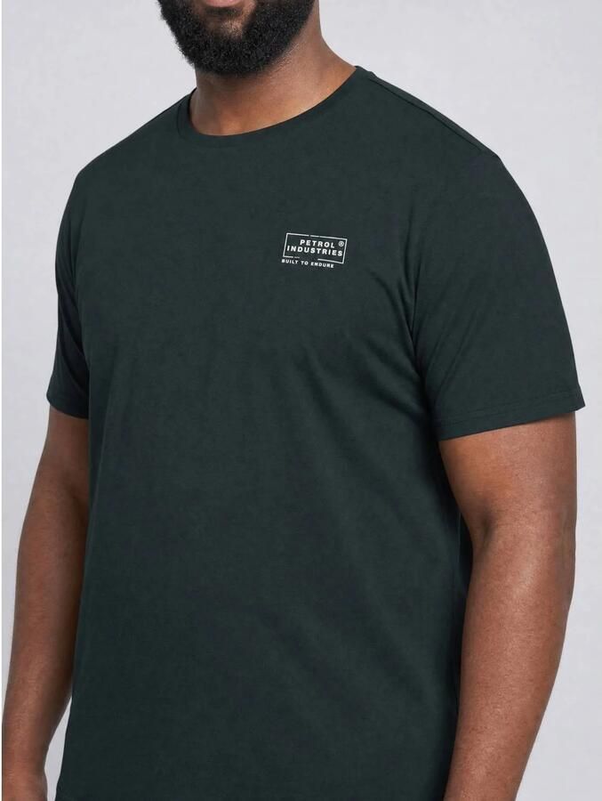 Petrol industries Plus Size regular fit T-shirt met logo donkergroen