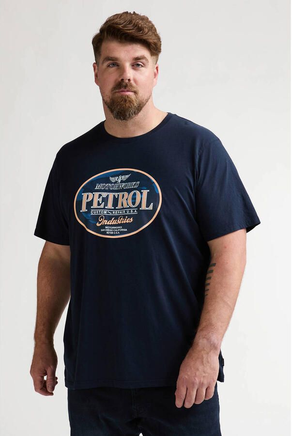 Petrol industries Plus Size regular T-shirt donkerblauw
