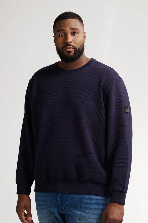 Petrol industries Plus Size sweater met textuur donkerblauw