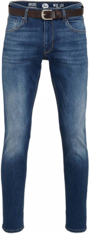 Petrol Industries regular tapered fit jeans RUSSEL met riem vintage blue