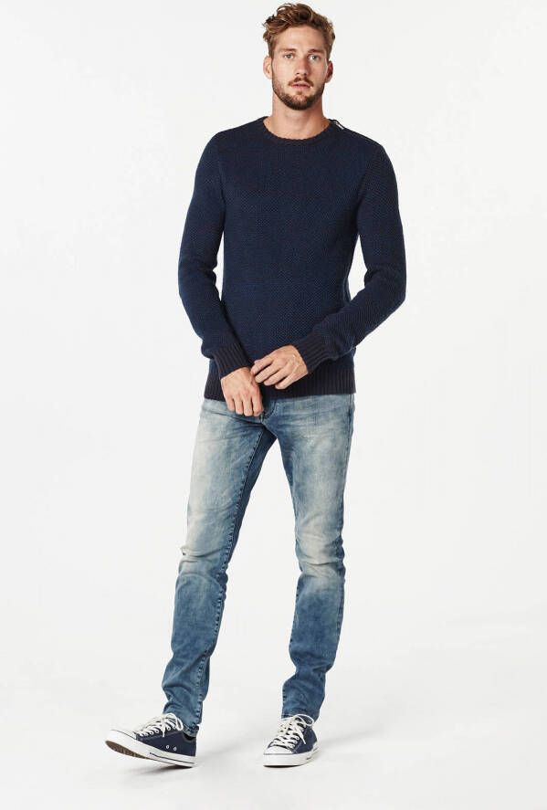 Petrol Industries slim fit jeans SEAHAM met riem blauw