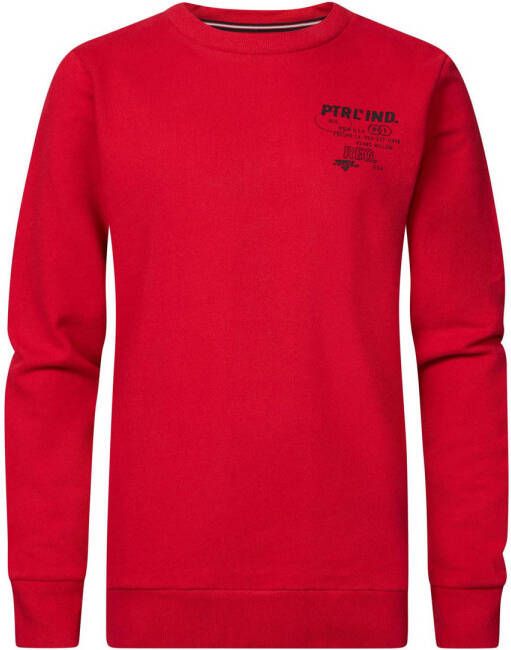 Petrol Industries sweater met backprint rood Jongens Katoen Ronde hals 128