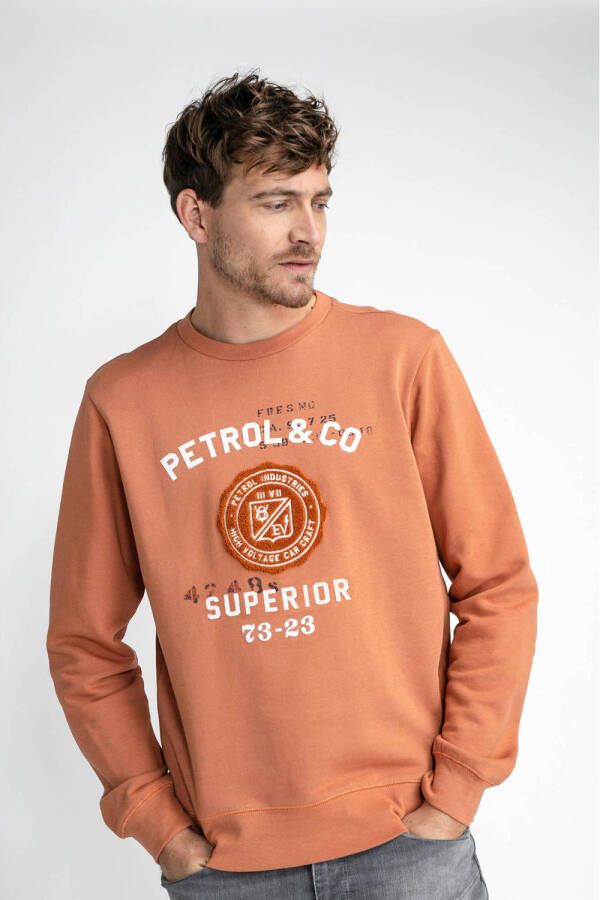 Petrol Industries sweater met logo desert orange