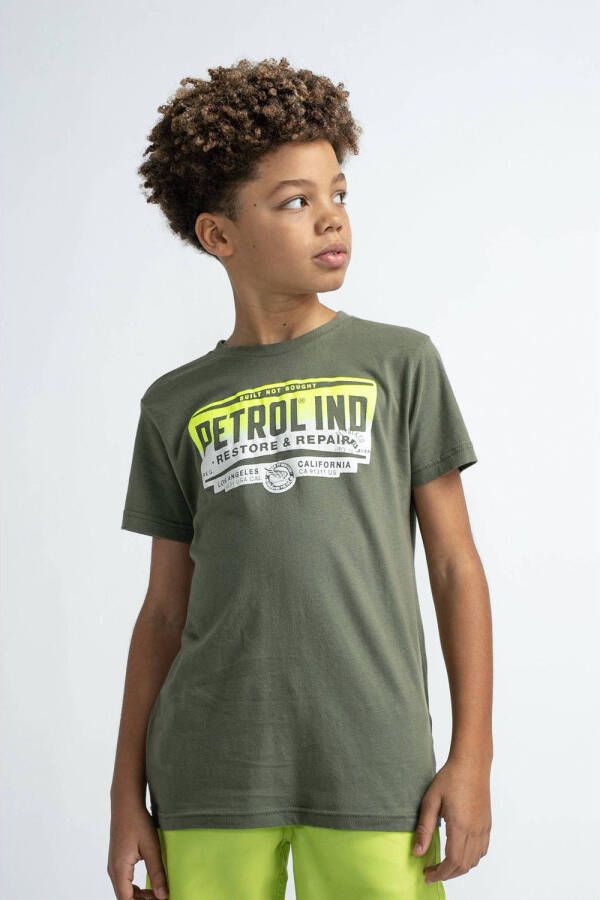 Petrol Industries T-shirt met logo army groen