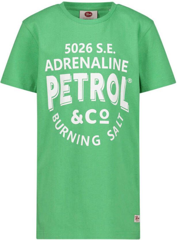 Petrol Industries T-shirt met logo fel groen Jongens Katoen Ronde hals 104