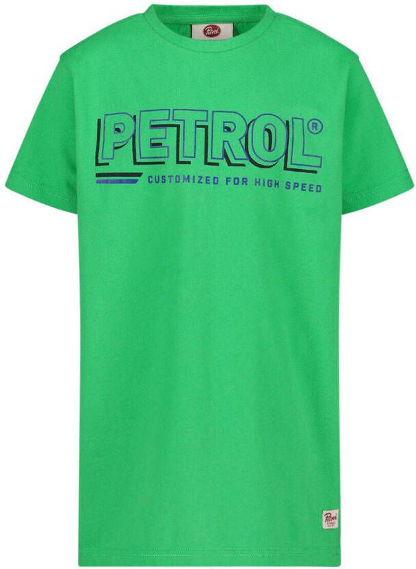 Petrol Industries T-shirt met logo hardgroen Jongens Katoen Ronde hals 104