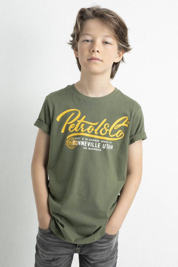 Petrol Industries T-shirt met logo licht armygroen