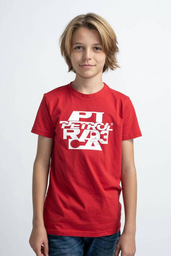 Petrol Industries T-shirt met logo rood Jongens Katoen Ronde hals Logo 128
