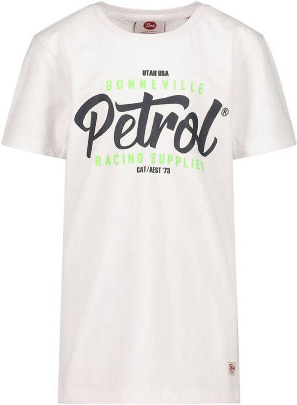 Petrol Industries T-shirt met logo wit Ecru Jongens Katoen Ronde hals Logo 128