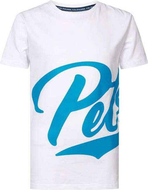 Petrol Industries T-shirt met logo wit Jongens Stretchkatoen Ronde hals 104