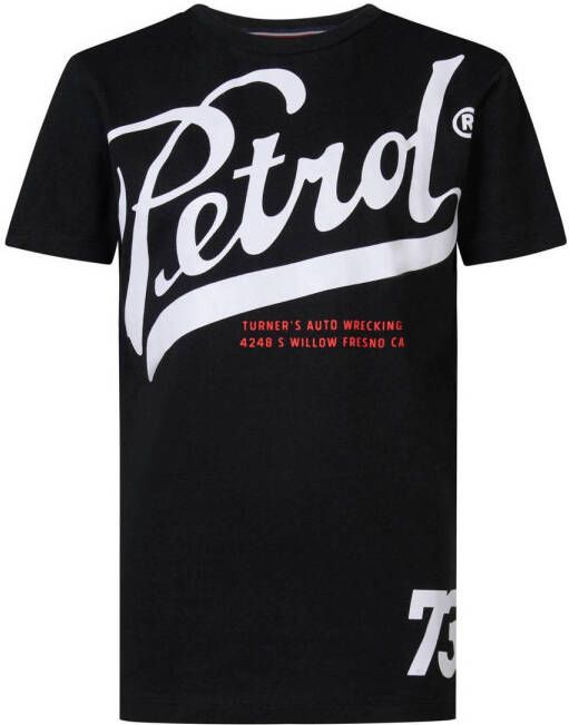 Petrol Industries T-shirt met logo zwart Jongens Katoen Ronde hals Logo 140