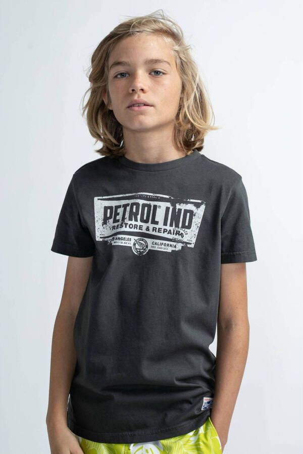 Petrol Industries T-shirt met logo zwart Jongens Katoen Ronde hals Logo 116