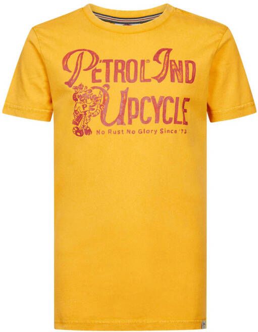 Petrol Industries T-shirt met printopdruk donkergeel
