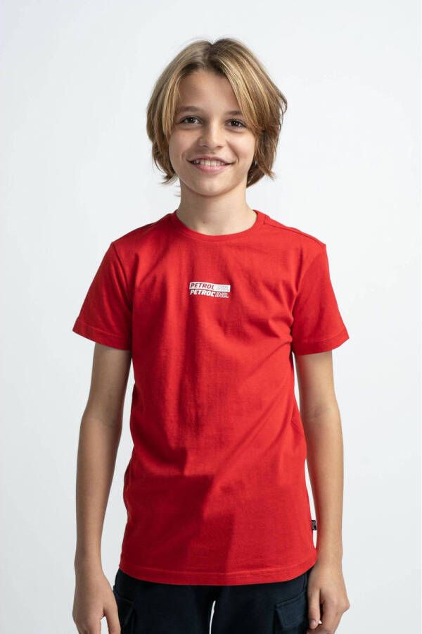 Petrol Industries T-shirt met printopdruk rood Jongens Katoen Ronde hals 116