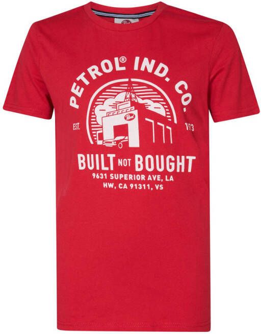 Petrol Industries T-shirt met printopdruk rood