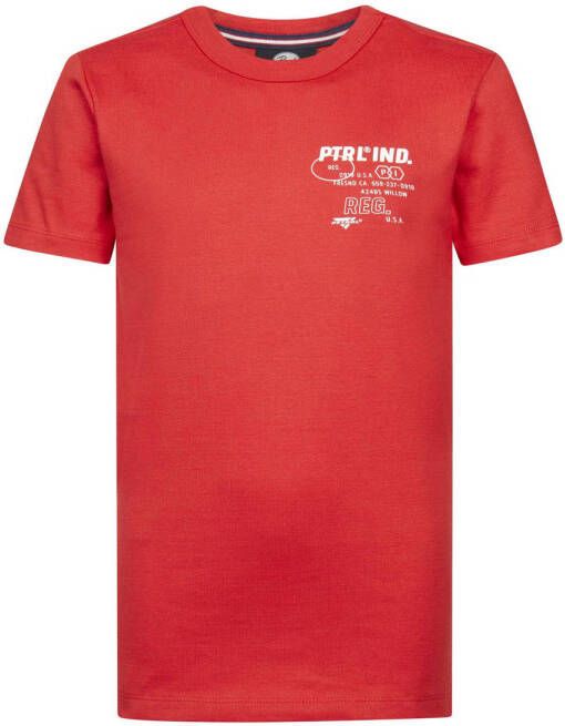 Petrol Industries T-shirt met printopdruk rood Jongens Stretchkatoen Ronde hals 116