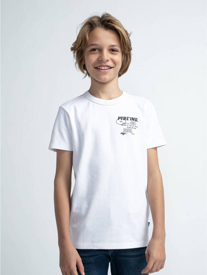 Petrol Industries T-shirt met printopdruk wit Jongens Stretchkatoen Ronde hals 116