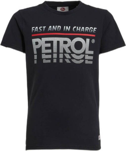 Petrol Industries T-shirt met printopdruk zwart Jongens Katoen Ronde hals 116