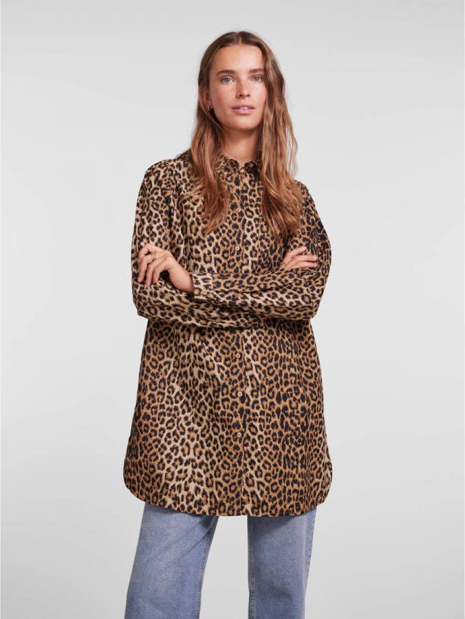 PIECES blouse PCNINA met panterprint zwart
