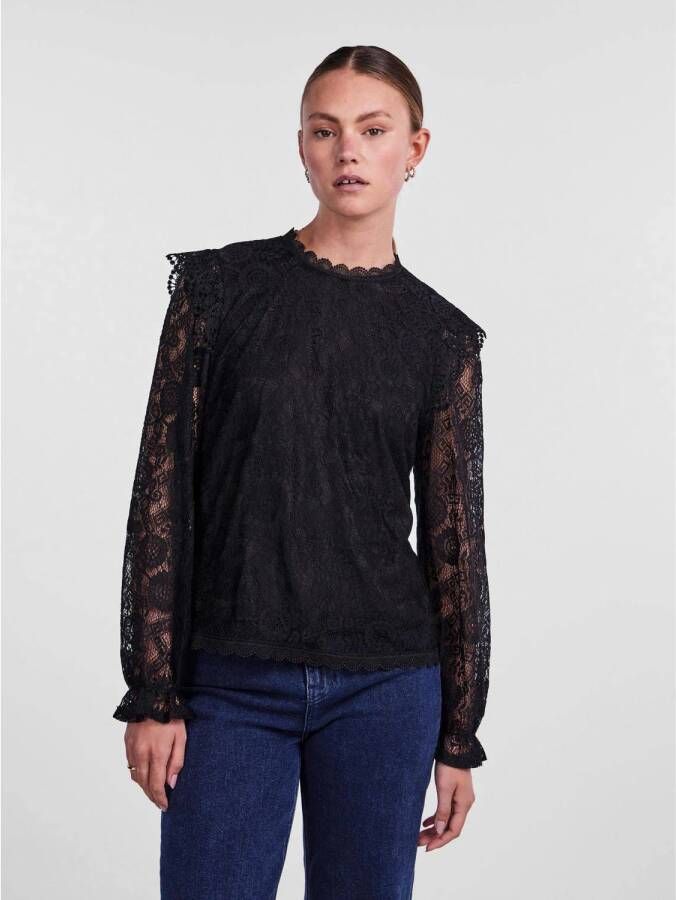 Pieces Kanten blouse met ruches model 'COLLINE'