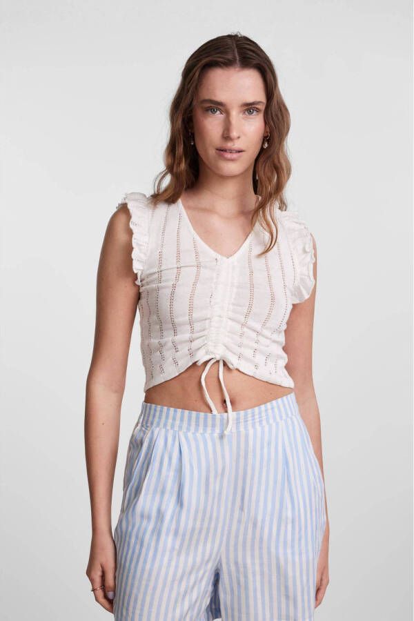 PIECES crop top PCLOA wit