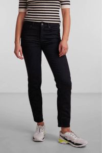 PIECES cropped straight fit jeans PCDELLY zwart