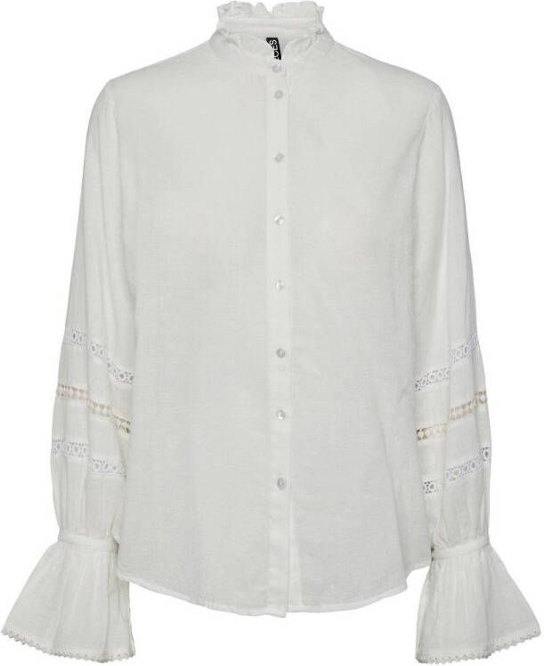 PIECES Curve blouse PCANNA met broderie wit