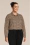PIECES Curve blouse PCNOVA met panterprint grijs zwart - Thumbnail 1