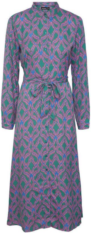 PIECES Curve blousejurk PCASHLEY met all over print groen blauw paars