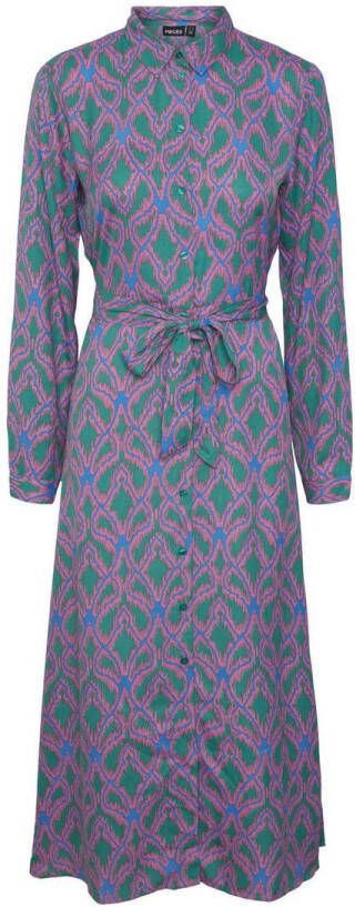 PIECES Curve blousejurk PCASHLEY met all over print groen blauw paars