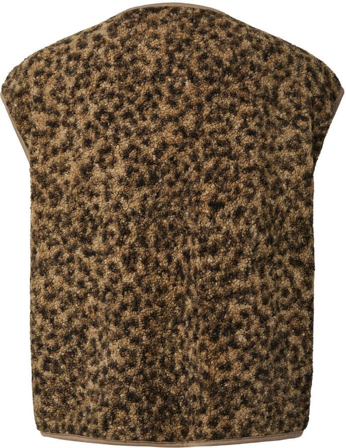 PIECES Curve gilet met panterprint beige