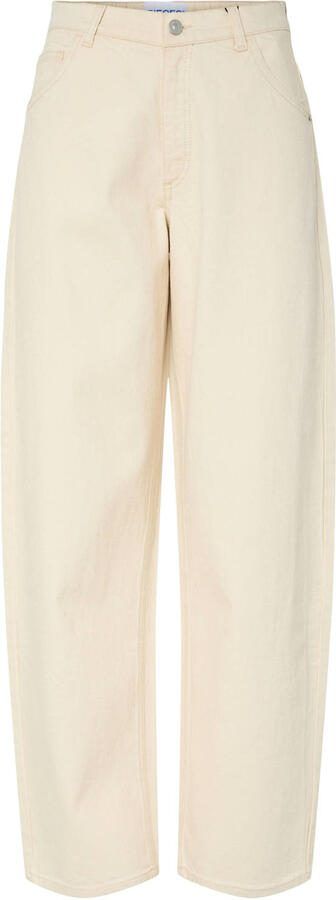 PIECES Curve high waist barrel jeans ecru