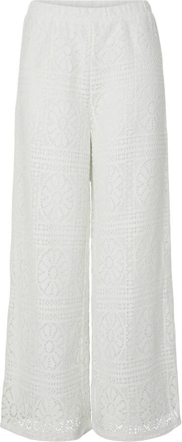 PIECES Curve kanten wide leg high waist broek wit