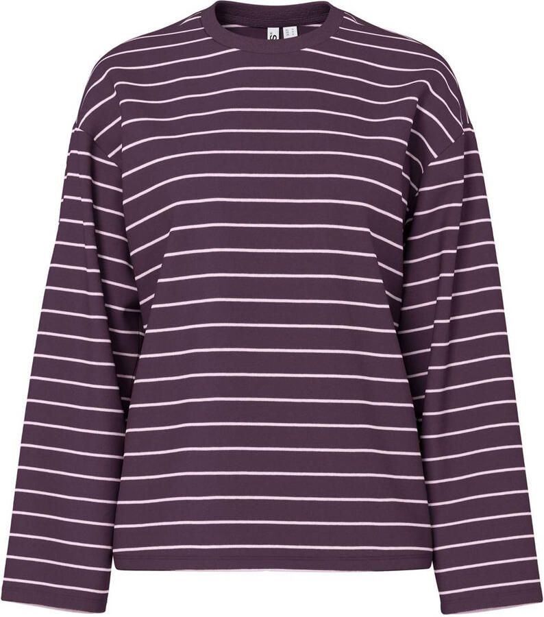 PIECES Curve Plus Size gestreepte top donkerpaars