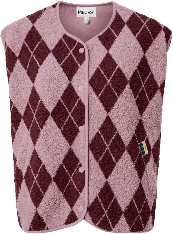 PIECES Curve Plus Size gilet met panterprint roze