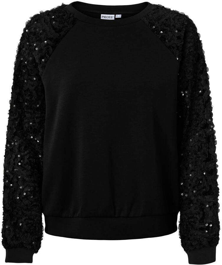 PIECES Curve Plus Size sweater met pailletten zwart