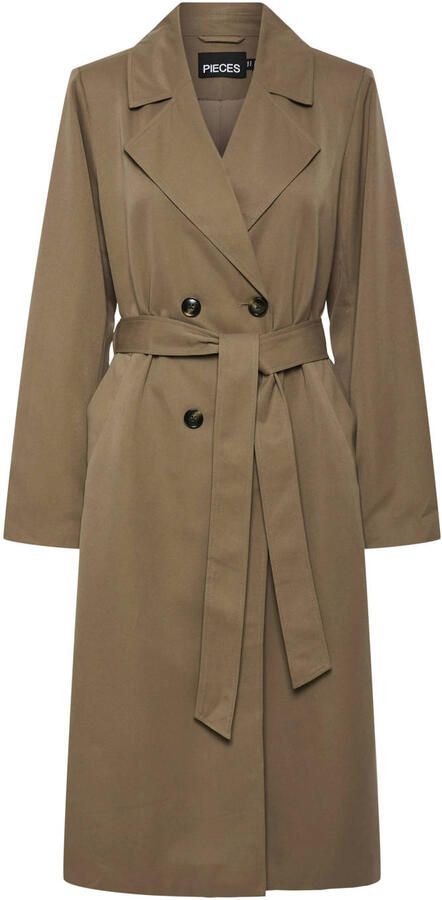PIECES Curve trenchcoat bruin