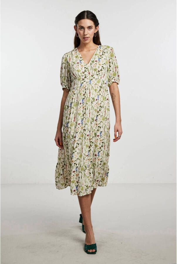 Pieces Midi-jurk van viscose met all-over motief model 'LYDIA'