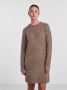 PIECES gemêleerde gebreide jurk PCELLEN van gerecycled polyester bruin - Thumbnail 1