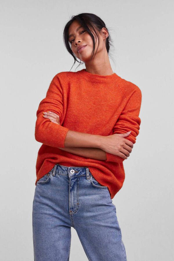 PIECES gemêleerde trui PCJULIANA van gerecycled polyester oranje