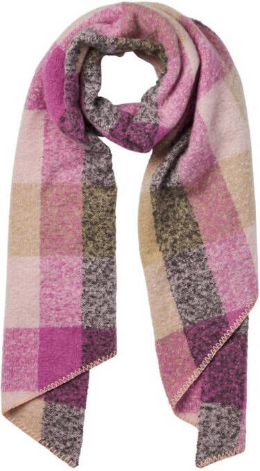 PIECES geruite sjaal PCPYRON roze beige