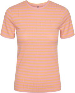 PIECES gestreept T-shirt PCRUKA roze oranje