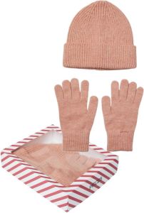 PIECES giftbox muts + handschoenen PCAVINA roze