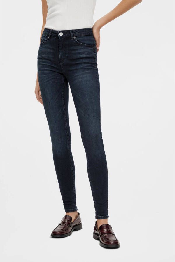 PIECES high waist skinny jeans PCDELLY dark denim