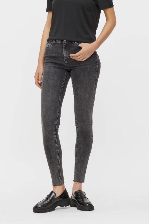 PIECES high waist skinny jeans PCDELLY dark grey denim